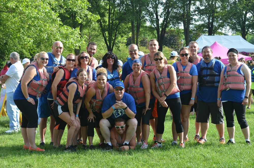 3Rivers team members take part in the Dragon Boat Races during River Palooza in Downtown Fort Wayne, Summer 2015
