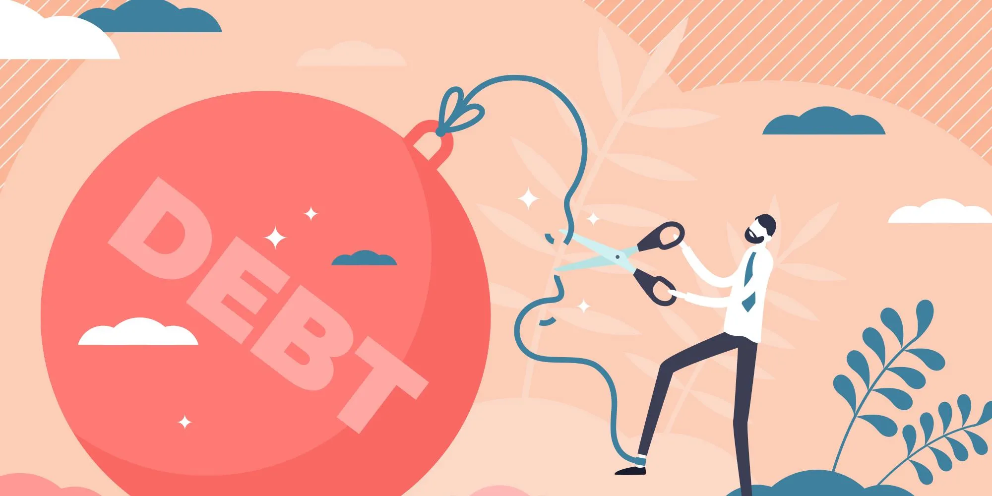 Graphic of someone cutting debt